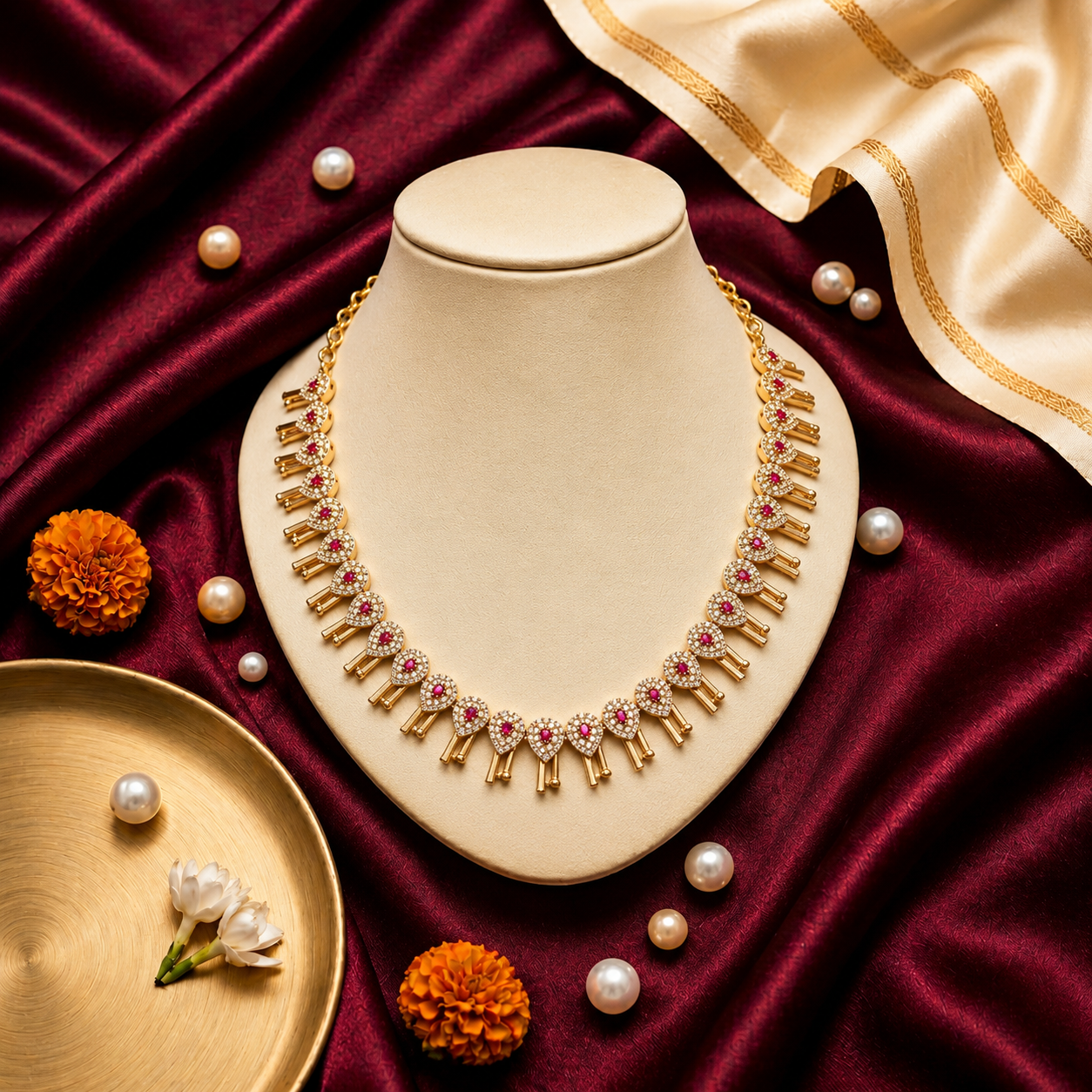 CZ and Ruby Kemp Spike Choker